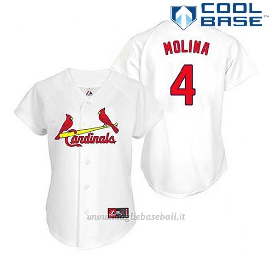 Maglia Baseball Uomo St. Louis Cardinals Yadier Molina 4 Bianco Cool Base
